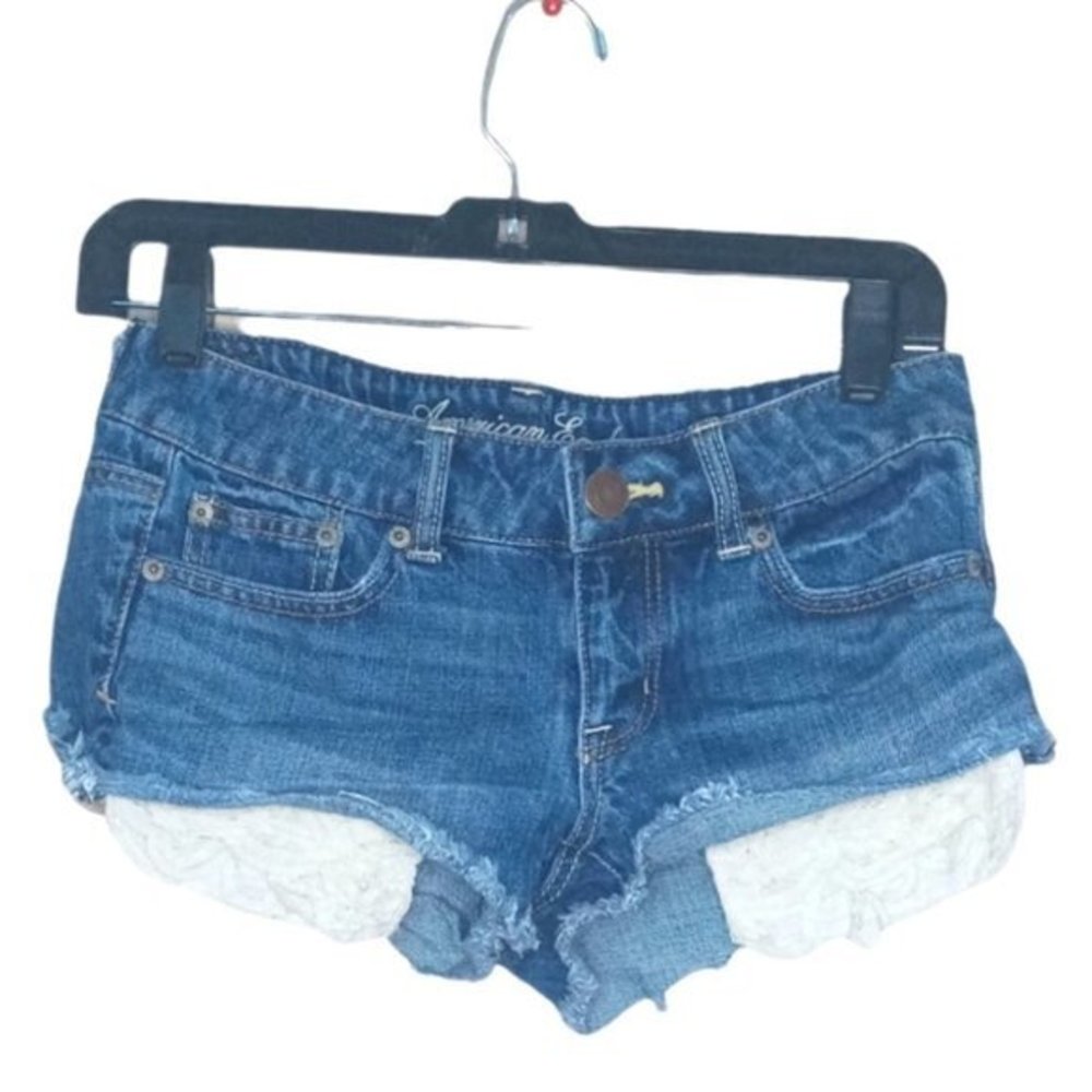 American eagle short‎ shorts pocket out low Weiss embroided pocket